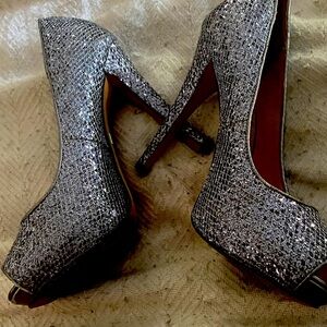 Badgley Mischka Glittering Silver Heels